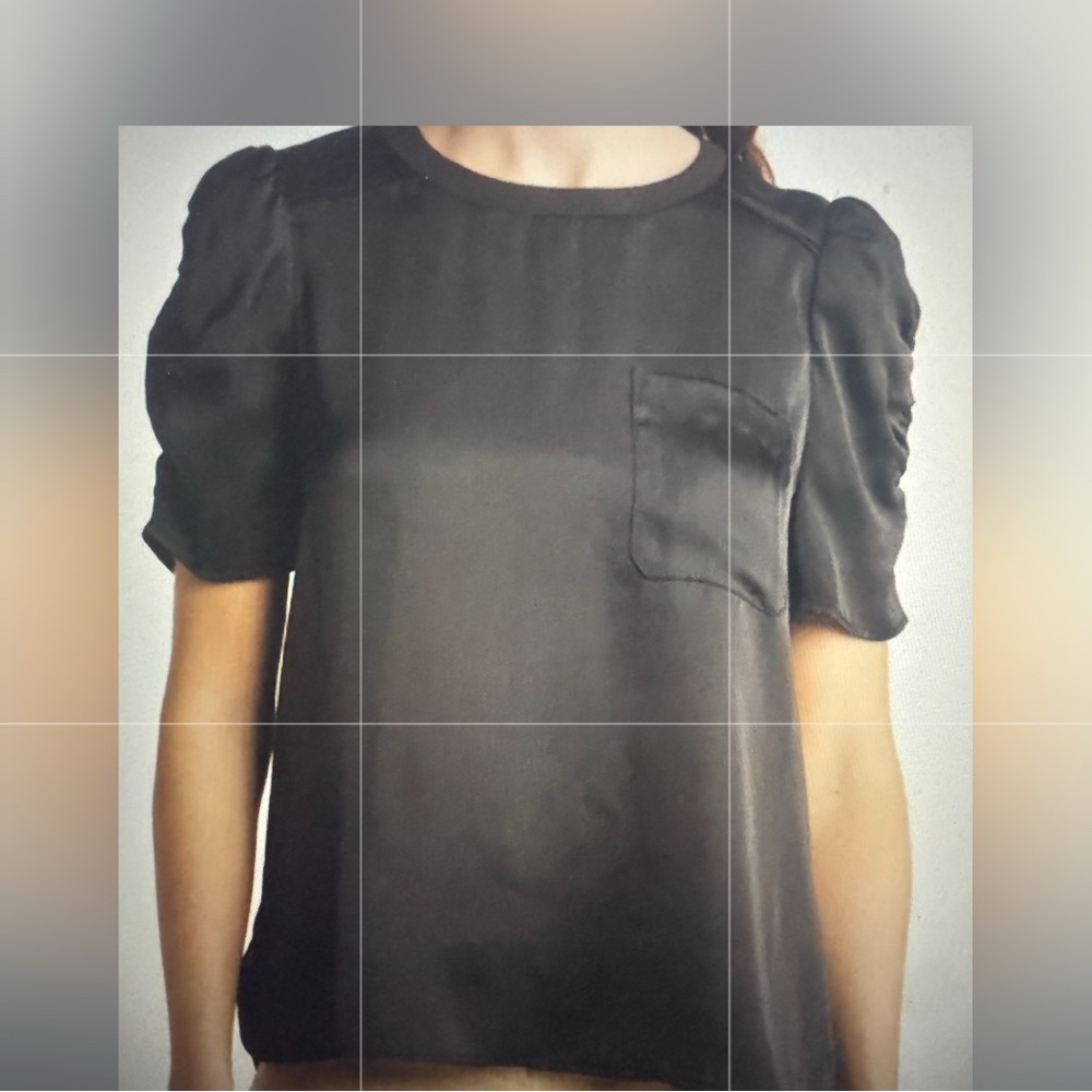 DR2 Charcoal Gray Ruched Short Sleeve Blouse